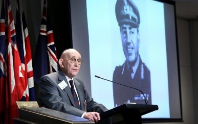 Harvey Baden pays tribute to the late Major-General Paul Cullen.
Photo: Noel Kessel