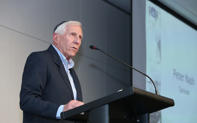 Peter Nash speaking at the Kristallnacht Commemoration at the Sydney Jewish Museum last week. Photo: Giselle Haber