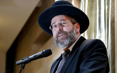Israel's Chief Rabbi David Lau at Dover Heights Shule in Sydney last week. Photo: Noel Kessel