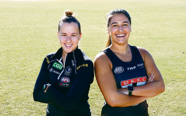 VFLW bound. Ally Bild (left) will be playing with Collingwood and Amy Silver with St Kilda in the 2018 VFLW season. Photo: Peter Haskin