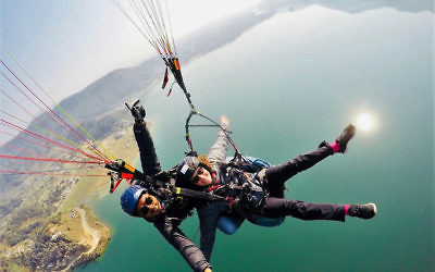 Debby Zwi paragliding with an instructor in Nepal is the winning entry in The AJN's holiday photo competition.