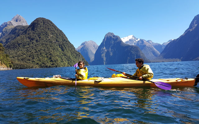 Michelle Kanevsky and Avishai Brown in Milford Sound, New Zealand.