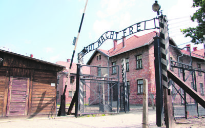 The entrance to Auschwitz concentration camp in Oswiecim, Poland.