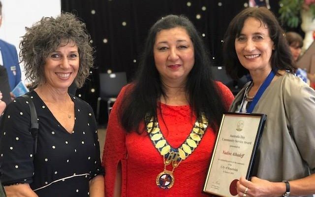 Suzy Wolanski (left) and Nadene Alhadeff (right) with Acting Mayor of Randwick City, Councillor Alexandra Luxford.
