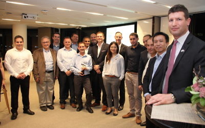 Israel Trade Commissioner in Australia Shai Zarivatch (on right) with representatives of 12 leading Israeli cyber-security companies in Sydney on March 12. Photo: Shane Desiatnik