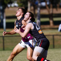 7-4-18. Round 1 at Princes Park.  AJAX def Old Haileyburians 20.7-127 to 10.8-68. Photo: Peter Haskin