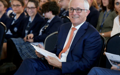Malcolm Turnbull at the opening of the Sam Moss Library. Photo: Noel Kessel