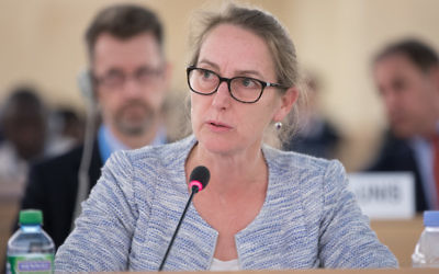 Australian representative to the UNHRC Sally Mansfield voted against the resolution. Photo: UN Photo /Elma Okic