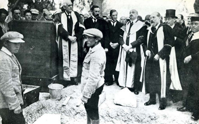 Lord Arthur Balfour and Chaim Weizmann were among the dignitaries at the laying of the Hebrew University’s cornerstone 100 years ago.
