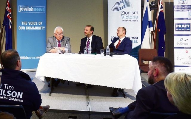 Michael Danby (left) with Zeddy Lawrence at The AJN and Zionism Victoria's 2015 election hustings. Photo: Peter Haskin