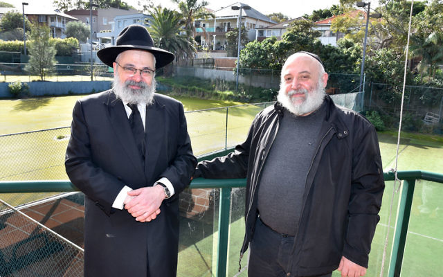 FREE executive director Reuven Morrison (right) with Rabbi Yehoram Ulman at the Wellington Street, Bondi site where the new shule will be built. Photo: Noel Kessel