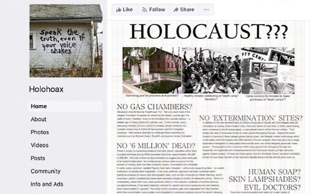 A Holocaust denial post on Facebook.