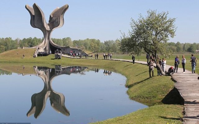 The Jasenovac memorial at a concentration camp in Croatia where Valley Eyewear filmed part of its advertising campaign.