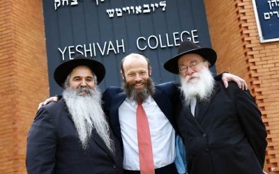 From left: Rabbi Chaim Tzvi Groner, Menachem Vorchheimer, Rabbi Zvi Hirsch Telsner. Photo: Peter Haskin