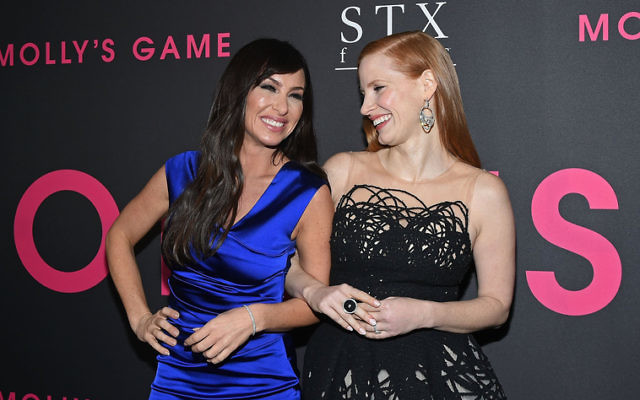 Jessica Chastain (right) took on the role of Molly Bloom (left) in the Oscar-nominated film Molly's Game. Photo: Getty/Mike Coppola