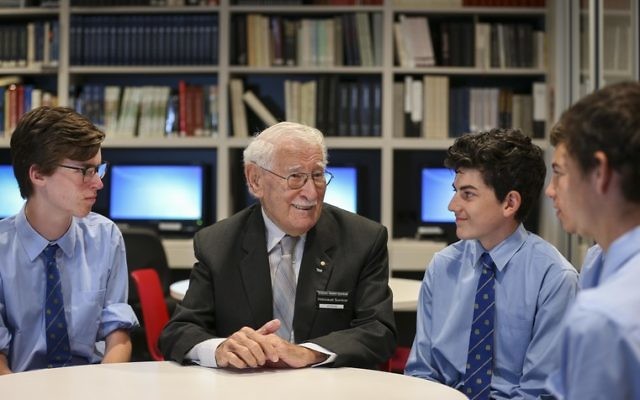 Holocaust survivor and Sydney Jewish Museum volunteer guide Eddie Jaku talking with students. He will speak at various 2018 Capital Appeal events in October.
