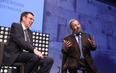 Ehud Barak, (right) with, Greg Sheridan. Photo: Giselle Haber