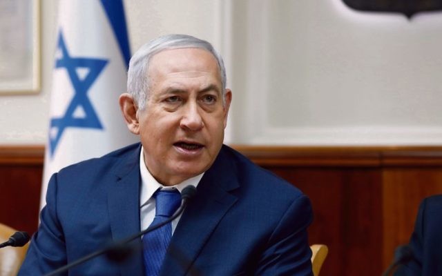 Benjamin Netanyahu at the weekly cabinet meeting. Photo: Abir Sultan/AP