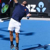 9-1-19. Australian Open qualifying., round 1. Noah Rubin (USA) def Akira Santillan 6-4, 6-3. Photo: Peter Haskin