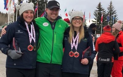 From left: Ashleigh Werner, coach Bryan Berghorn, and Aussie teammate Mikaela Sparre in Calgary.
