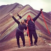Iddo Snir and Rachel Flitman at the top of Rainbow Mountain near Cusco, Peru.
