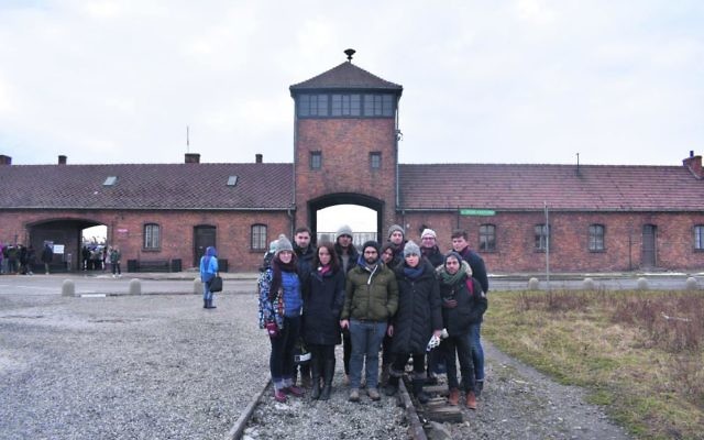 The student leaders visiting Auschwitz.