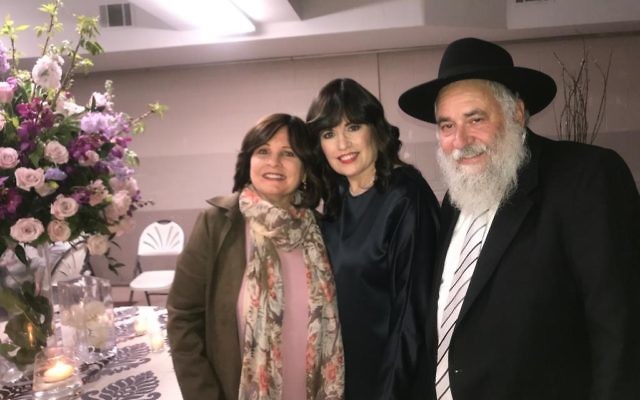 Rebbetzin Shternie Ulman (centre) with Rabbi Yisroel Goldstein and sister Leah Perl.