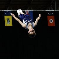 30-5-19. Australian Gymnastics Championships. Melbourne Arena. James Mann-Segal. Boys Youth U 13 Trampoline. Photo: Peter Haskin