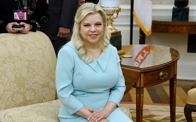 Sara Netanyahu in the Oval Office of the White House, March 5, 2018. (Olivier Douliery-Pool/Getty Images)