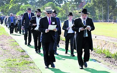 Consecration of the Jewish section at Rookwood Cemetery last year, led by Rabbi Yehoram Ulman. Photo: Noel Kessel