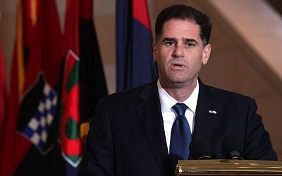 Ron Dermer, shown speaking in April, cited an itinerary provided by Reps. Rashida Tlaib and Ilhan Omar as a reason for the decision to deny them entry. (Alex Wong/Getty Images)