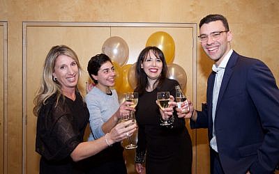 From left: Tahlia Gordon, Ariella Shatari, Hilit Man and Jesse Klass toast l’chaim to BJE for its 110th birthday.
Photo: Giselle Haber