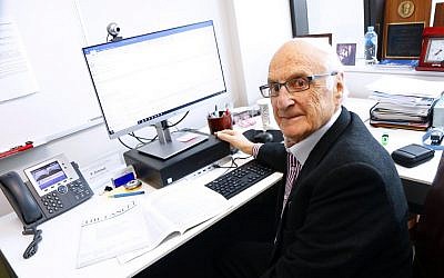Professor Paul Zimmet at his desk at the Alfred Centre in Melbourne. Photo: Peter Haskin