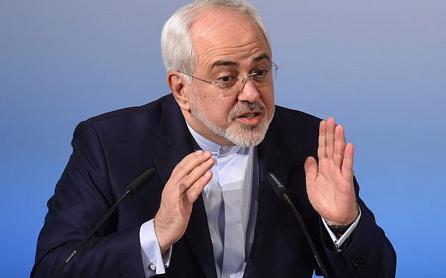 Iran's Foreign Minister Mohammad Javad Zarif gesturing during his speech at Munich Security Conference in Munich, Germany, Feb. 19, 2017. (Christof Stache/AFP/Getty Images)