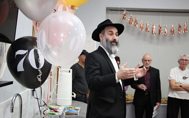 Rabbi Roni Cohavi at Parramatta
Synagogue’s 70th anniversary
celebration. Photo: Shane Desiatnik