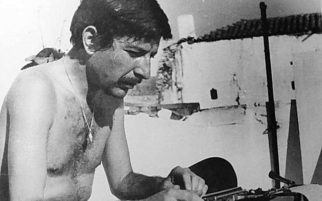 Leonard Cohen at
work on the Greek
island of Hydra
during the 1960s.
