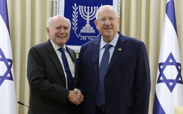 John Howard (left) with President Reuven Rivlin. Photo: GPO