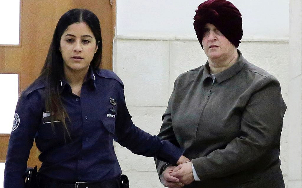 Malka Leifer is brought to a courtroom in Jerusalem in February, 2018.
Photo: AP Photo/Mahmoud Illean