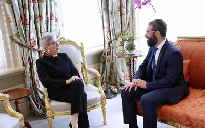 Governor Linda Dessau with Rabbi Yaakov Glasman. Photo: Peter Haskin