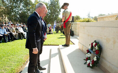 Laying a wreath at the Anzac Memorial in Beersheba. Photo: Facebook