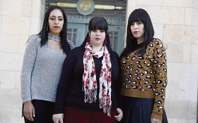 From left: Elly Sapper, Dassi Erlich and Nicole Meyer at the Jerusalem District
Court last year. Photo: EPA/Abir Sultan