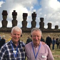 Dr Alan Wolff (right) and Anfrew Horwood at Easter Island.
