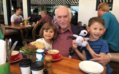 Laurie Rosenblum with great-grandchildren Eve and Noah Revelman.