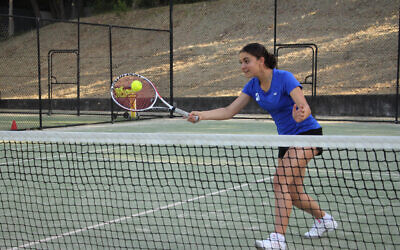 Lara Kaplan pictured training at Maccabi White City Tennis Club in Sydney last year. Photo: Shane Desiatnik