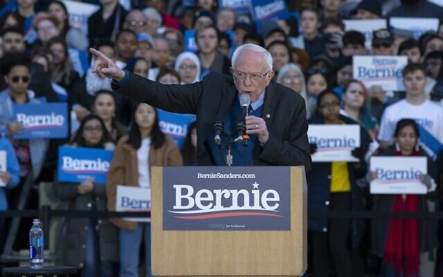 Bernie Sanders speaks during a campaign rally at the University of Michigan on Sunday.
Photo: EPA/Rena Laverty