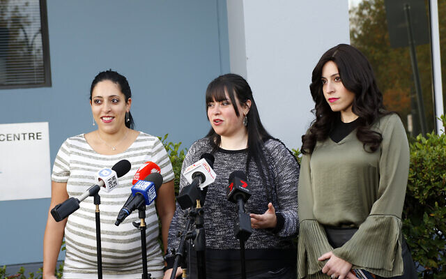 From left: Elly Sapper, Dassi Erlich and Nicole Meyer speaking to media on Wednesday morning. Photo: Peter Haskin