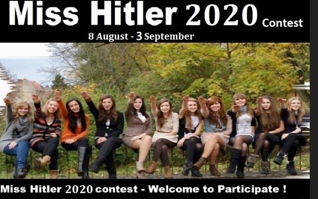An advertisement for the 'Miss Hitler 2020' competition.