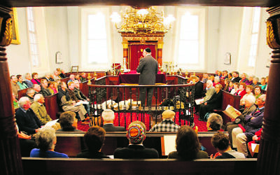 Rabbi John Levi leading the 160th anniversary celebrations in 2005. Photo: Courtesy of the Hobart Mercury