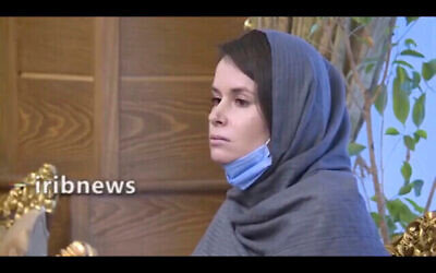 In this frame grab from Iranian state television video aired Wednesday, Nov. 25, 2020, British-Australian academic Kylie Moore-Gilbert is seen in Tehran, Iran. Iran has freed Moore-Gilbert, who has been detained in Iran for more than two years, in exchange for three Iranians held abroad, state TV reported Wednesday. (Iranian State Television via AP)