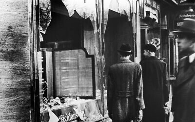 View of a destroyed Jewish shop in Berlin on November 11, 1938.